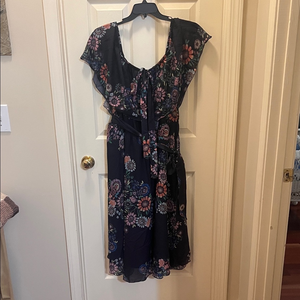 Eloquii Black Floral Midi Dress